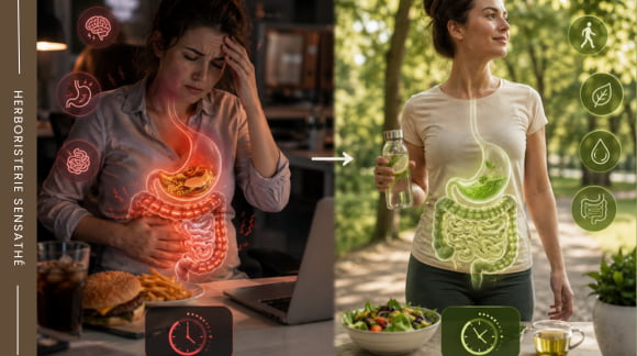 Impact du stress et de l’alimentation sur la digestion et le transit intestinal - Herboristerie Sensathé Impact du stress et de l’alimentation sur la digestion et le transit intestinal - Herboristerie Sensathé